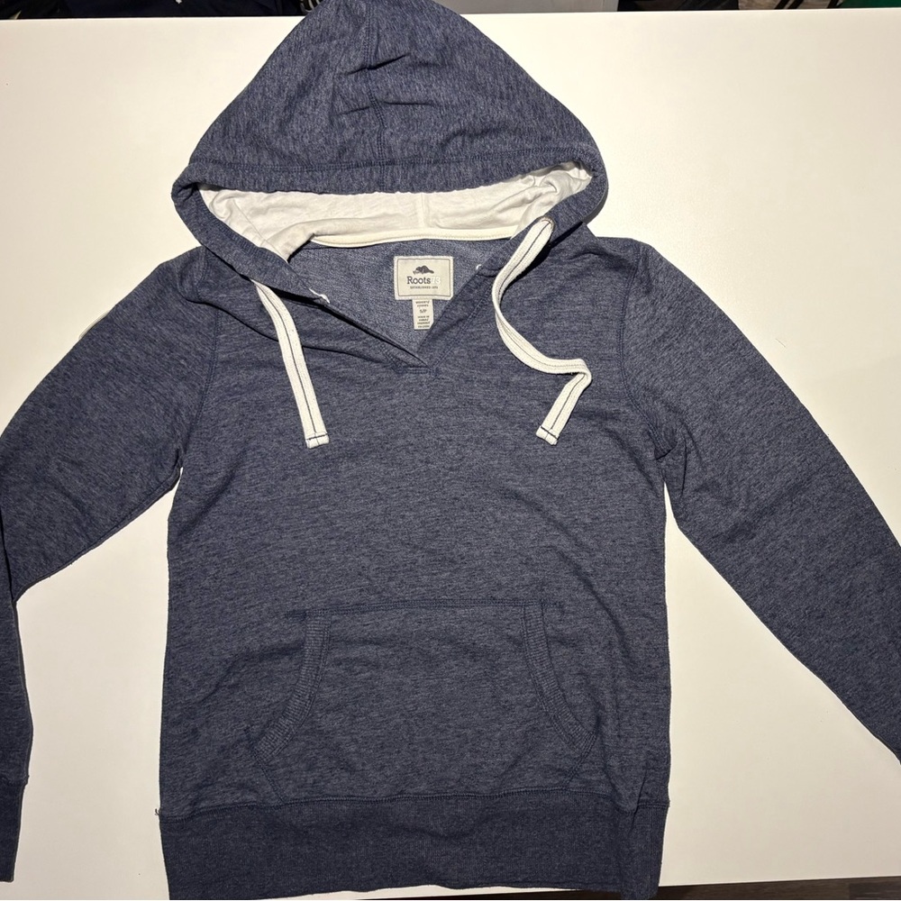 Roots Navy Heather Hoodie Size Small